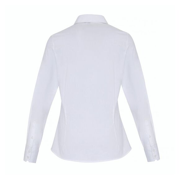 Premier Womens/Ladies Stretch Fit Poplin Long Sleeve Blouse / White - Picture 2 of 4